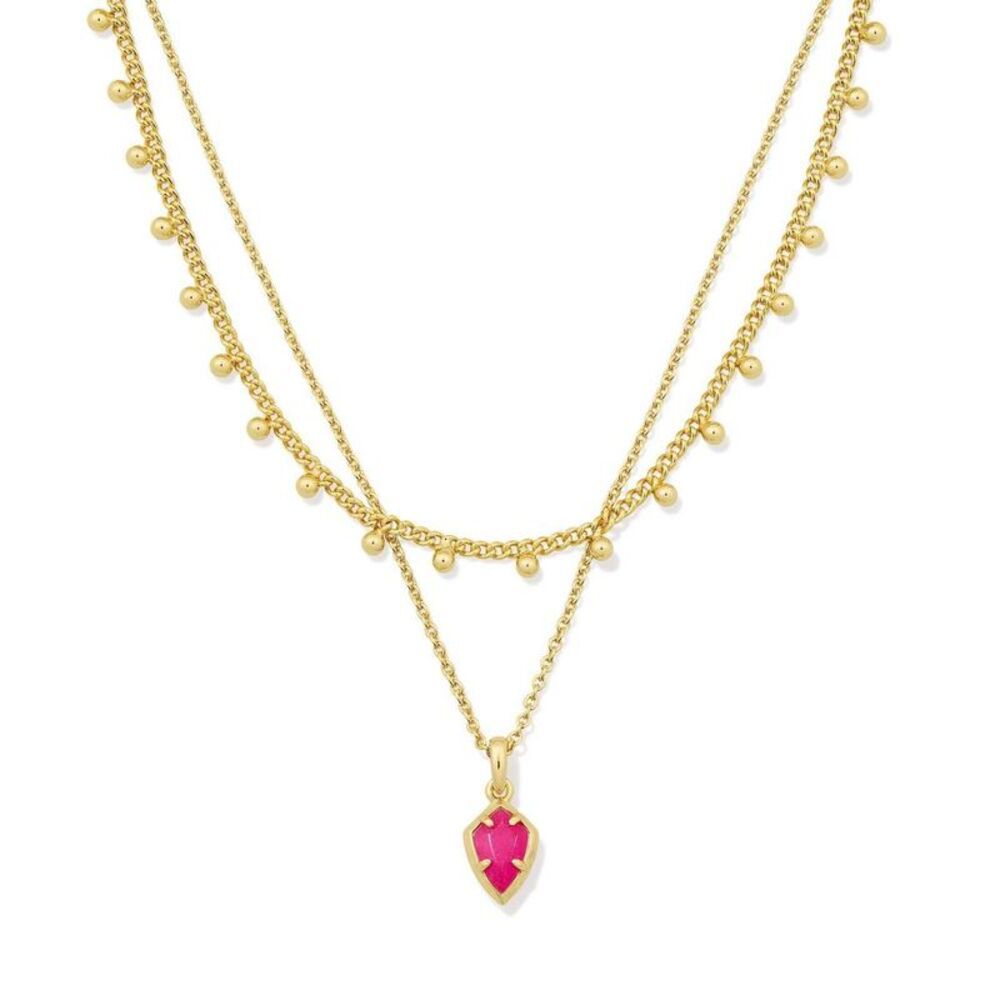 Kendra Scott Reese Multi Strand Necklace - Gold/Dark Fuchsia Quartzite One Size